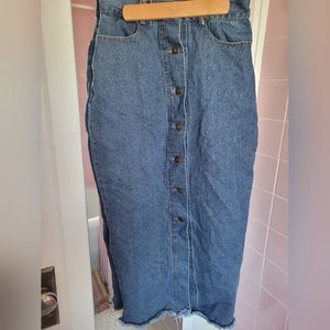 Long Jean Pencil Skirt - Small